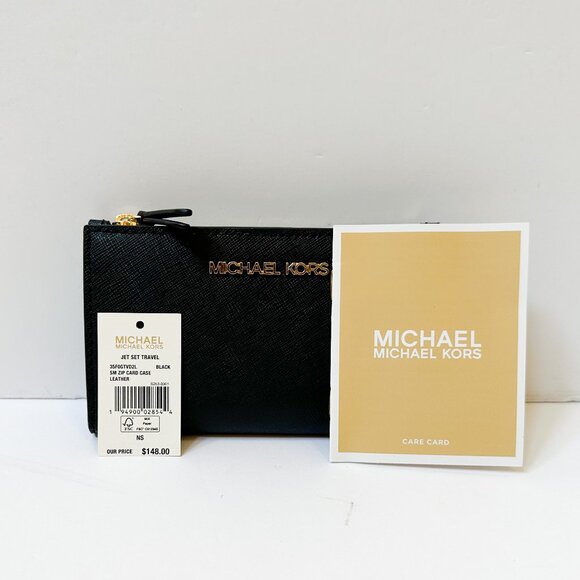 Michael Kors Jet Set Travel Small Bifold Card Case Wallet Black - Picture 11 of 11